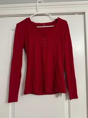 Women's Red Long-Sleeve Top